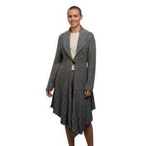 Vintage Artsy Cardigan L Gray Long Assymetrical Boho Lagenlook Fairycore Gothic
